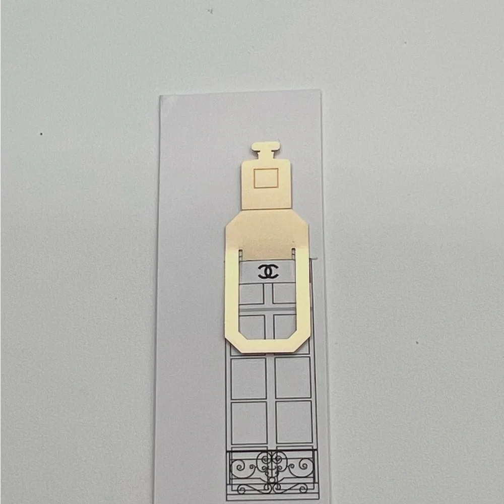 New CHANEL Gold Metal Clip Bookmark